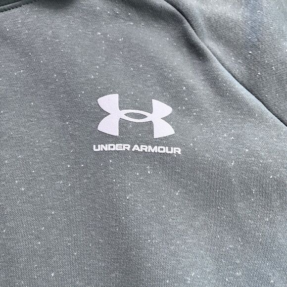 Under Armour Rival Fleece Wrap Neck Pullover Green Gray Speckled Womens Medium - Picture 10 of 15